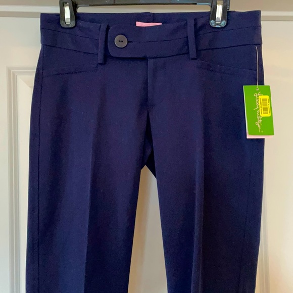 NWT LILLY PULITZER NAVY BUTTON PANTS. - Picture 1 of 6